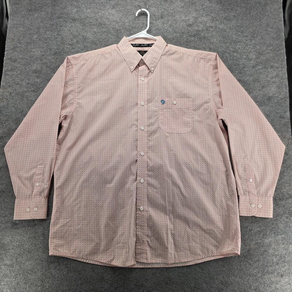 Wrangler Shirt Mens 2XL Pink Geometric Long Sleeve Button Up Relaxed Fit